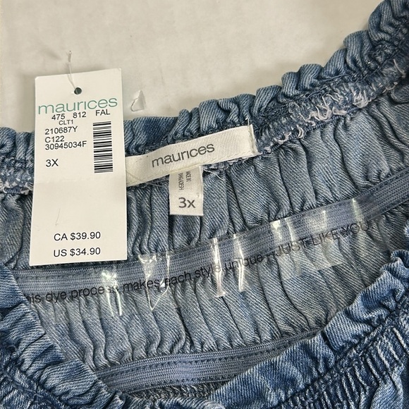 Maurices Plus Size Women’s 3X Chambray Sleeveless Button Down Top NWT Casual - Picture 4 of 8